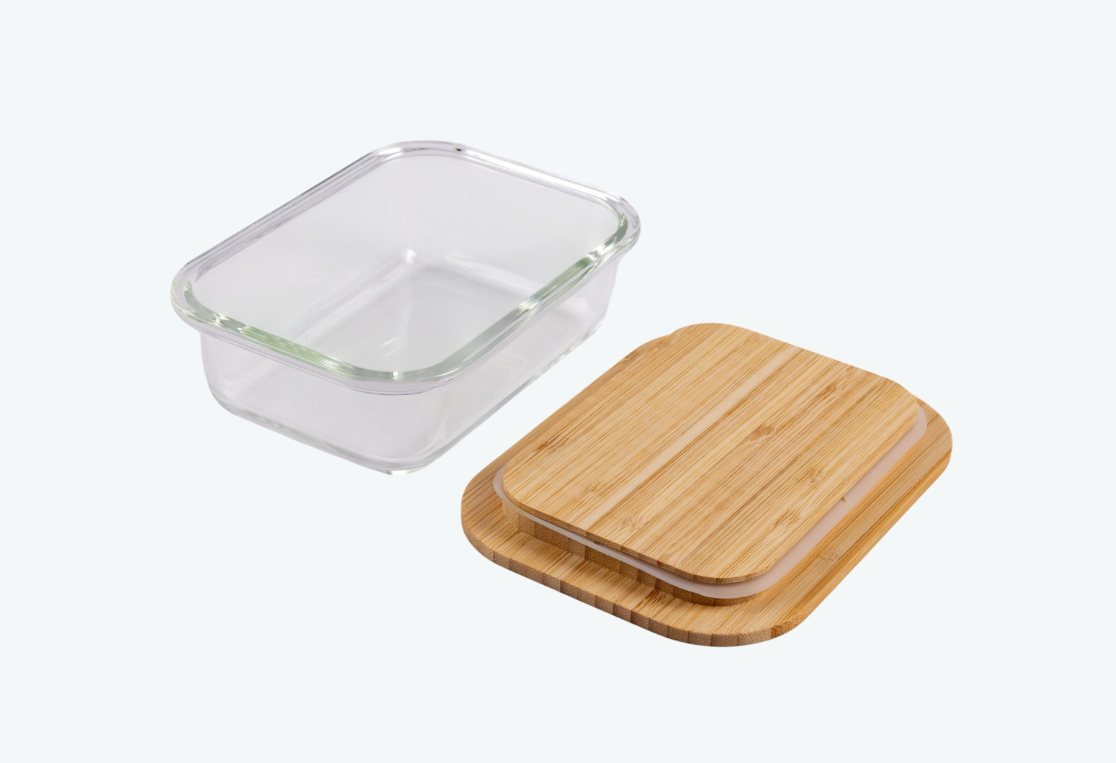 Контейнер из боросиликатного стекла с бамбуковой крышкой BAMBOO TOUCH 640мл 