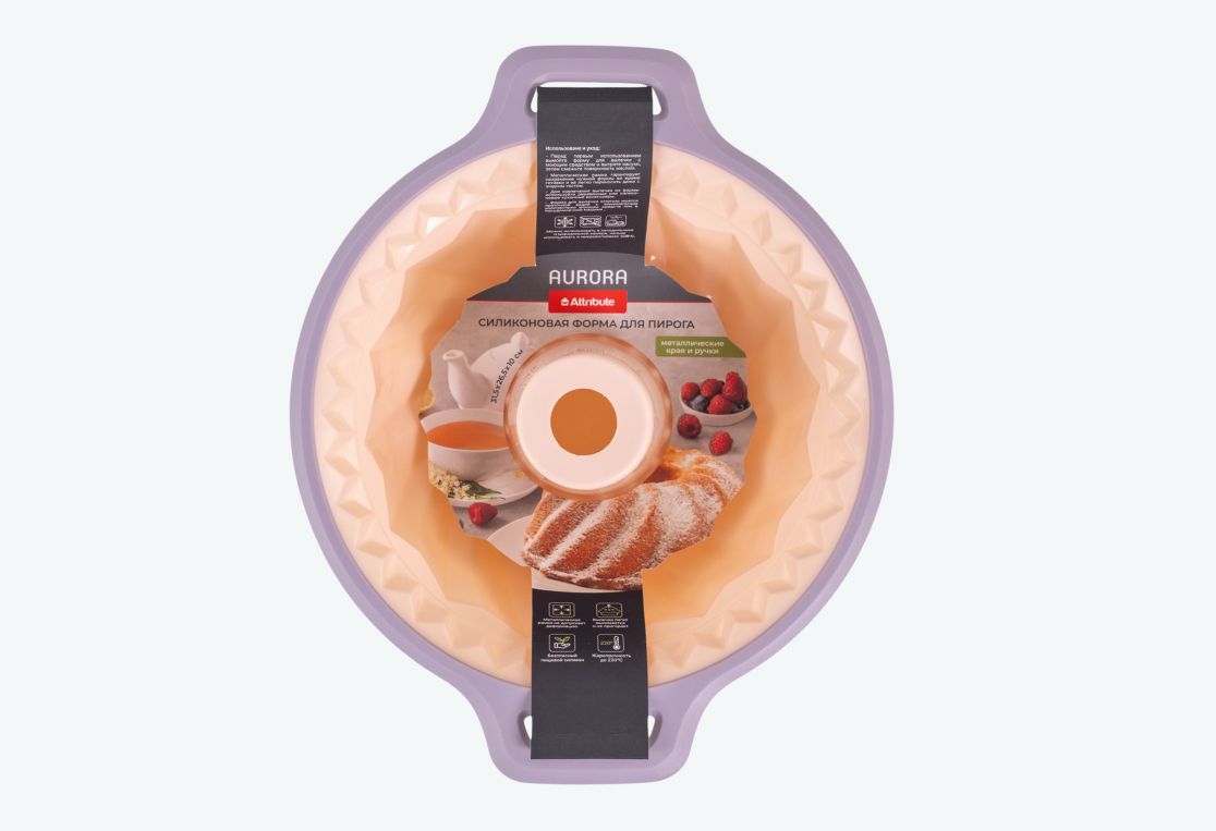 Форма для выпечки пирога AURORA 31,5х26,5х10см силиконовая с металлической рамкой фигурная 