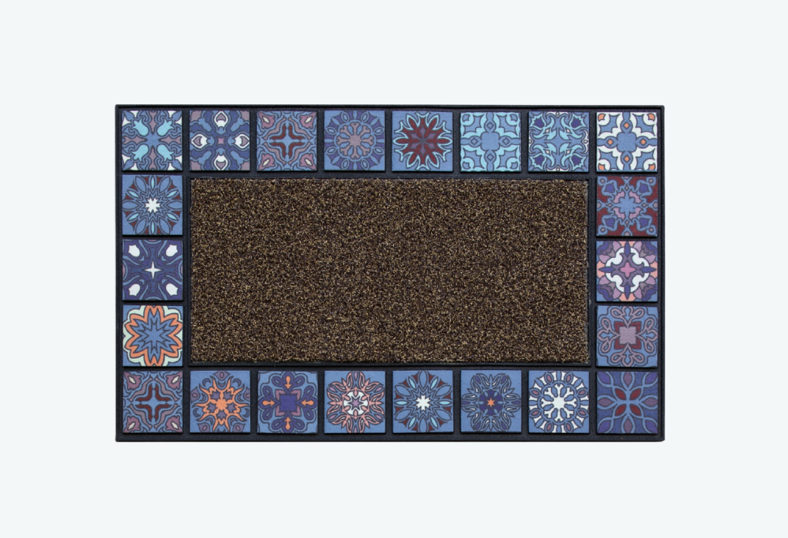 Коврик придверный MOSAIC QUADRO синий 76x45см 