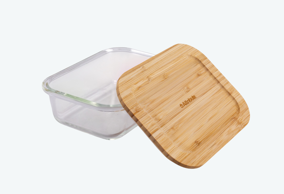 Контейнер из боросиликатного стекла с бамбуковой крышкой BAMBOO TOUCH 640мл 