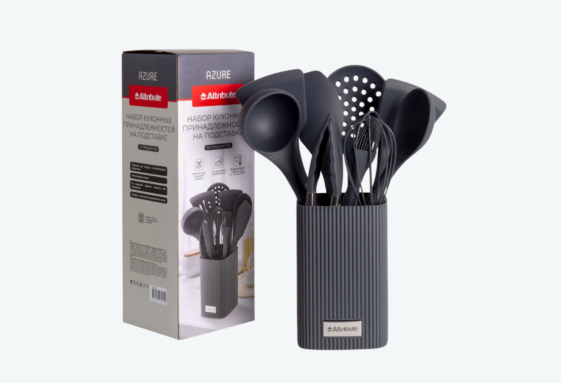 Набор кухонных принадлежностей AZURE на подставке 10 предметов 