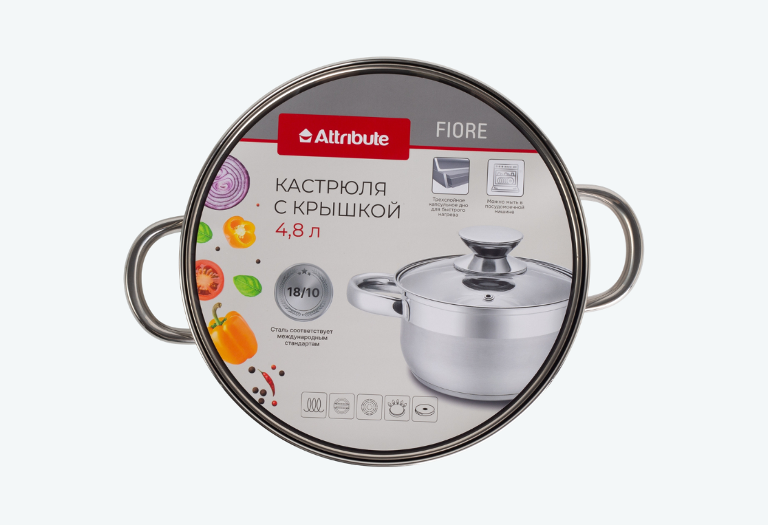 Кастрюля ФИОРЕ/FIORE 4.8л 