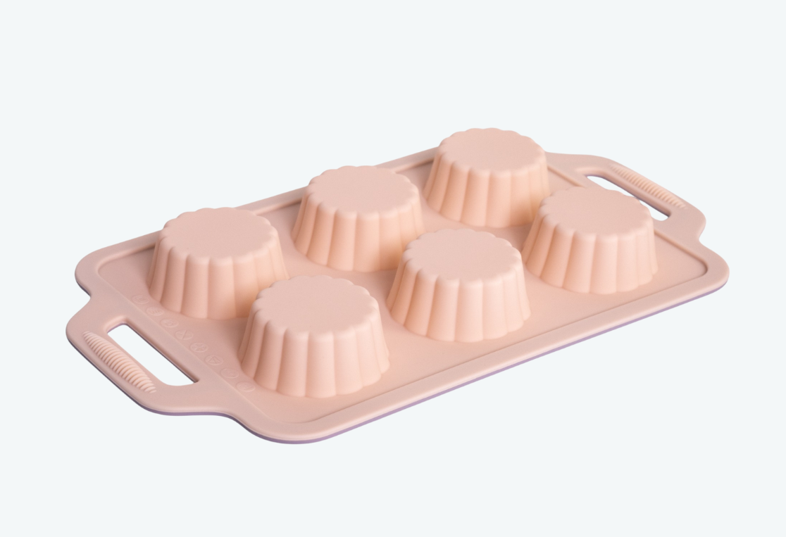 Форма для выпечки мини кексов AURORA 6шт 34x19,5x3cм силиконовая с металлической рамкой 