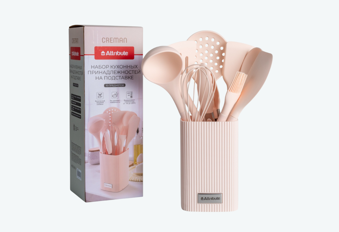 Набор кухонных принадлежностей CREMAN на подставке 10 предметов 