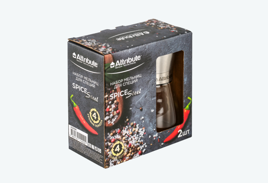 Набор мельниц для специй SPICE STEEL, 2шт 