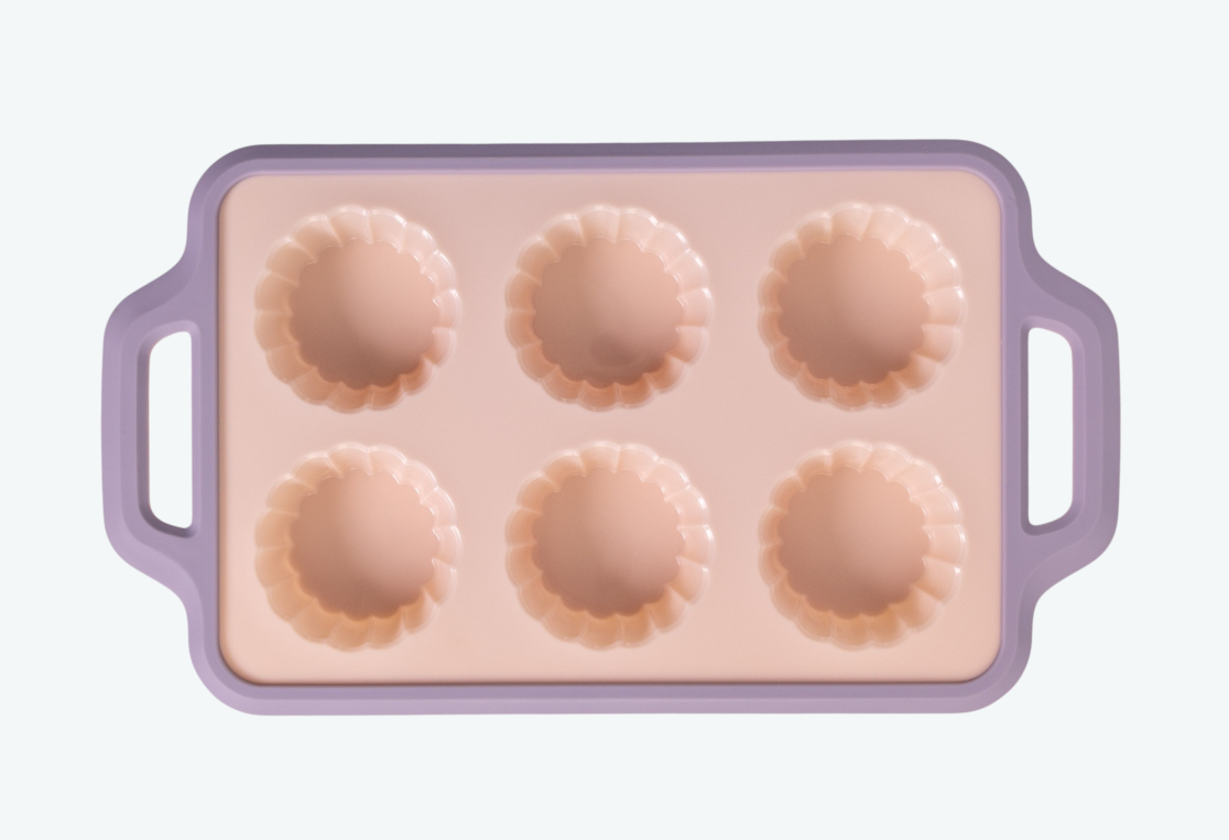 Форма для выпечки мини кексов AURORA 6шт 34x19,5x3cм силиконовая с металлической рамкой 