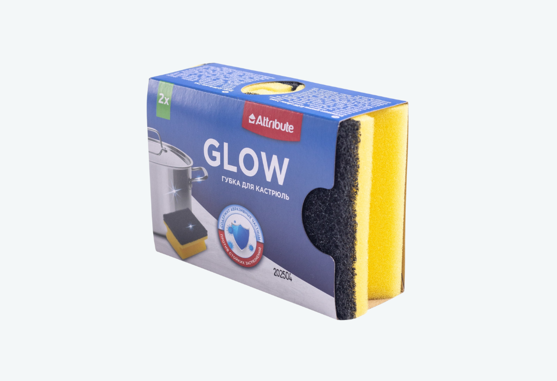 Губка ГЛОУ/GLOW для кастрюль 2шт 
