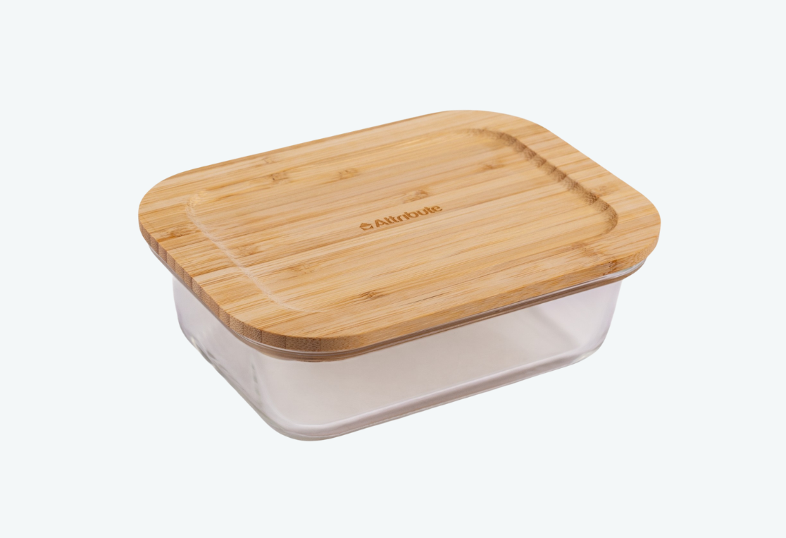 Контейнер из боросиликатного стекла с бамбуковой крышкой BAMBOO TOUCH 640мл 