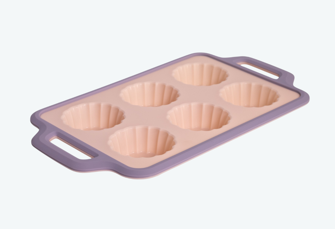 Форма для выпечки мини кексов AURORA 6шт 34x19,5x3cм силиконовая с металлической рамкой 