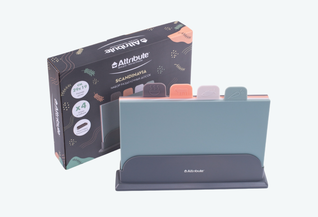 Набор досок разделочных SCANDINAVIA 4шт на подставке 